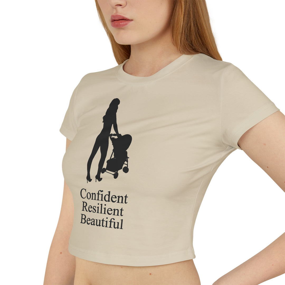Oversized Hottest Mom Logo Women's Baby Tee | Confident, Resilient, Beautiful