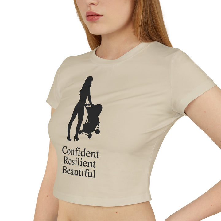 Oversized Hottest Mom Logo Women's Baby Tee | Confident, Resilient, Beautiful
