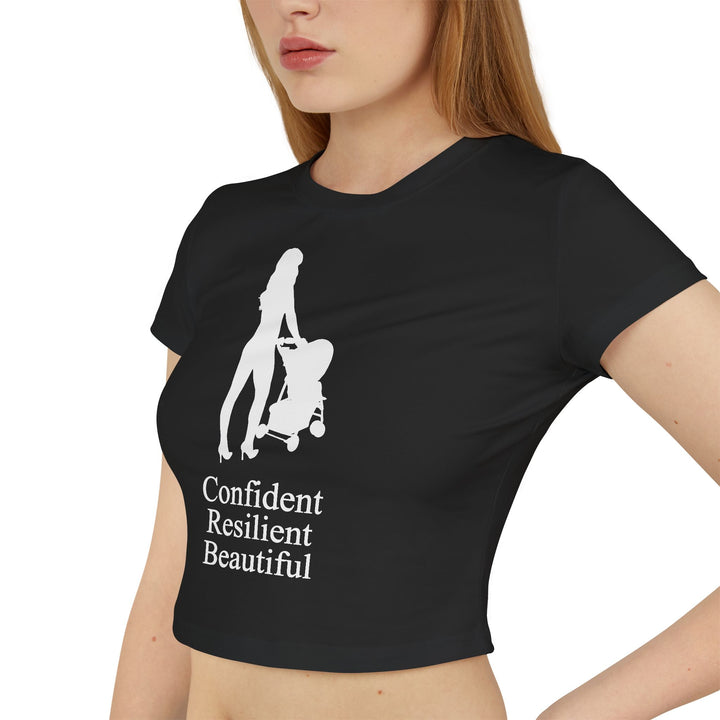 Oversized Hottest Mom Logo Women's Baby Tee | Confident, Resilient, Beautiful
