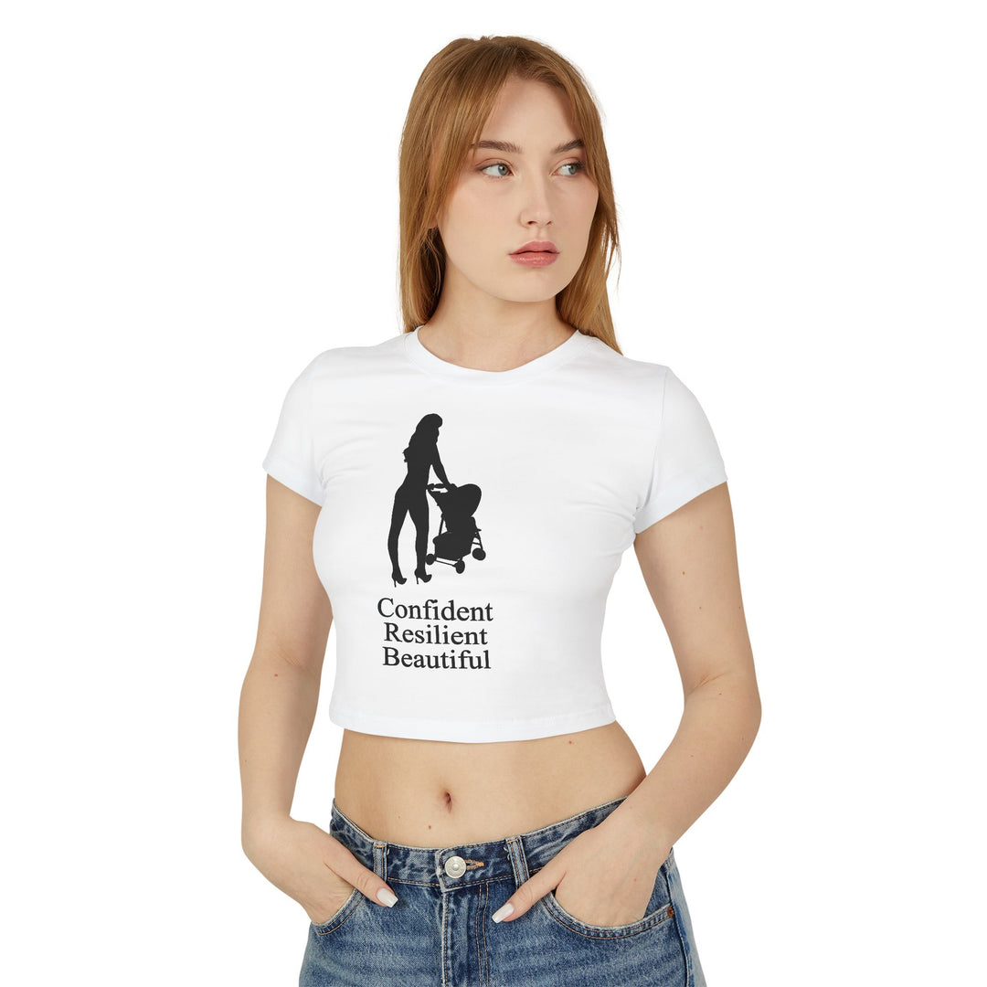 Oversized Hottest Mom Logo Women's Baby Tee | Confident, Resilient, Beautiful
