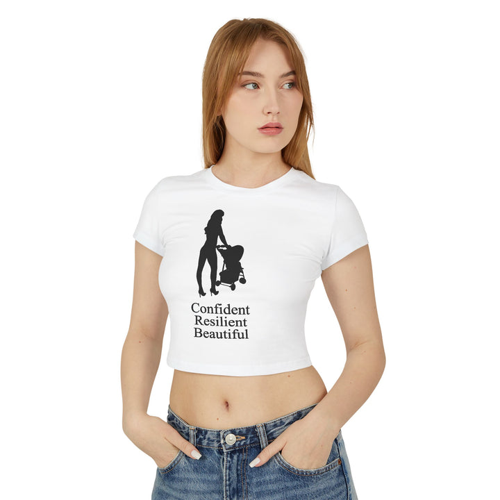 Oversized Hottest Mom Logo Women's Baby Tee | Confident, Resilient, Beautiful