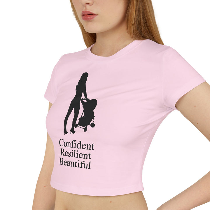 Oversized Hottest Mom Logo Women's Baby Tee | Confident, Resilient, Beautiful