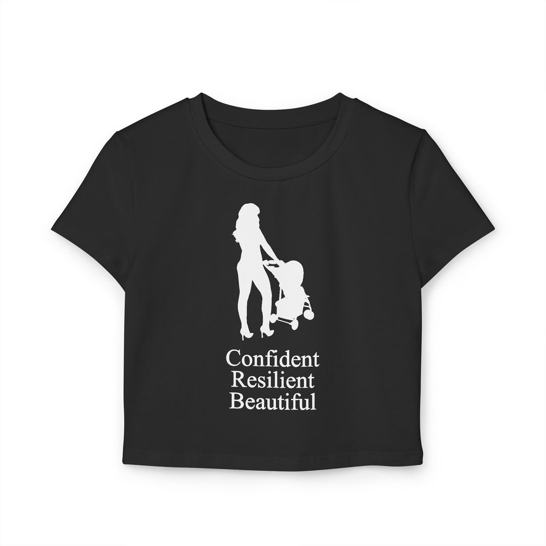 Oversized Hottest Mom Logo Women's Baby Tee | Confident, Resilient, Beautiful