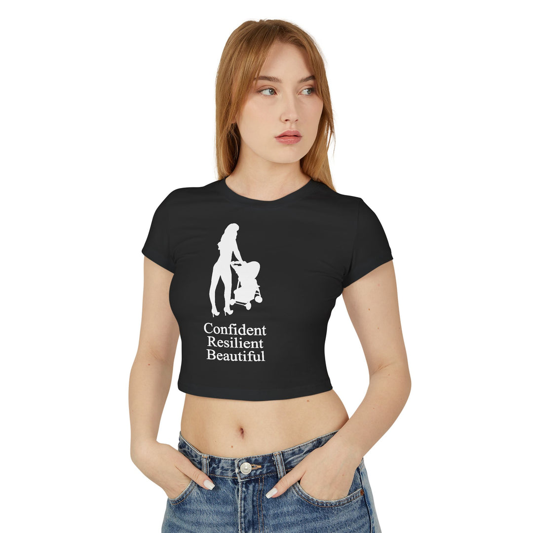 Oversized Hottest Mom Logo Women's Baby Tee | Confident, Resilient, Beautiful