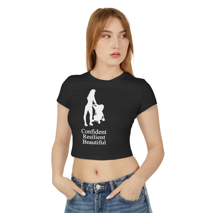 Oversized Hottest Mom Logo Women's Baby Tee | Confident, Resilient, Beautiful