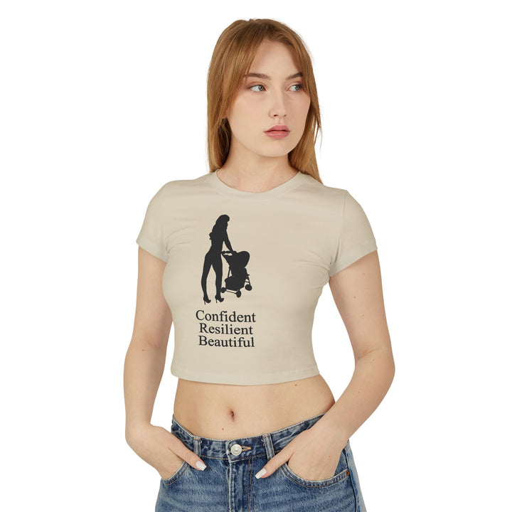 Oversized Hottest Mom Logo Women's Baby Tee | Confident, Resilient, Beautiful