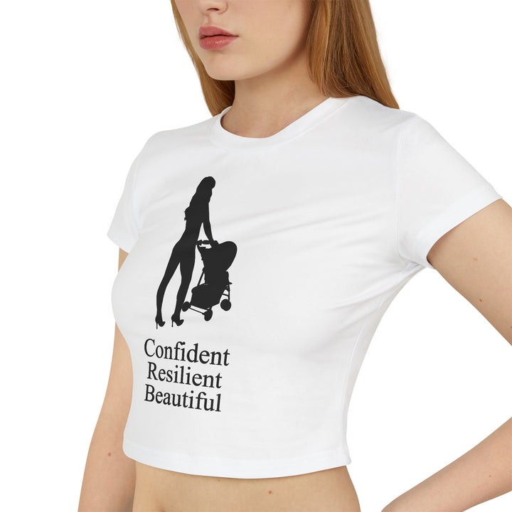 Oversized Hottest Mom Logo Women's Baby Tee | Confident, Resilient, Beautiful