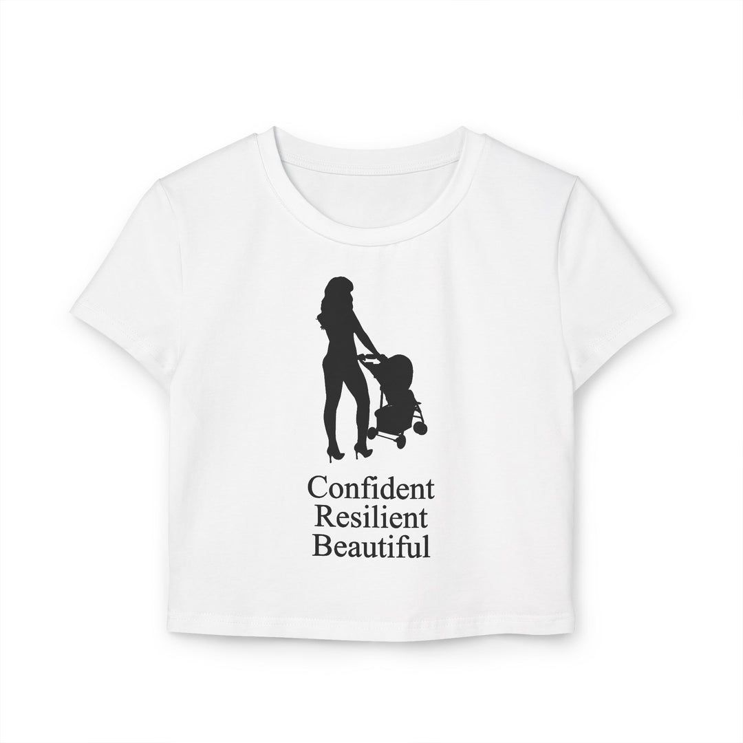 Oversized Hottest Mom Logo Women's Baby Tee | Confident, Resilient, Beautiful