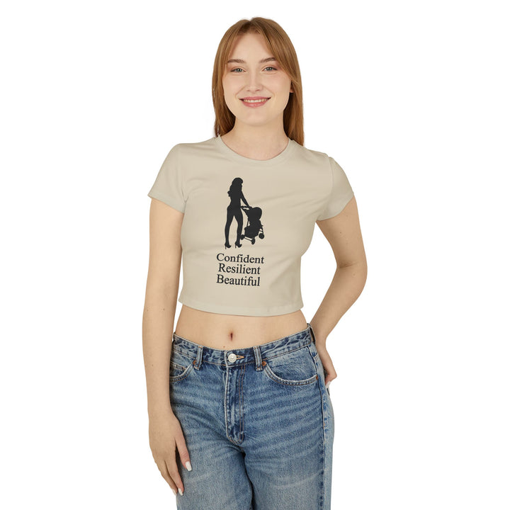 Oversized Hottest Mom Logo Women's Baby Tee | Confident, Resilient, Beautiful