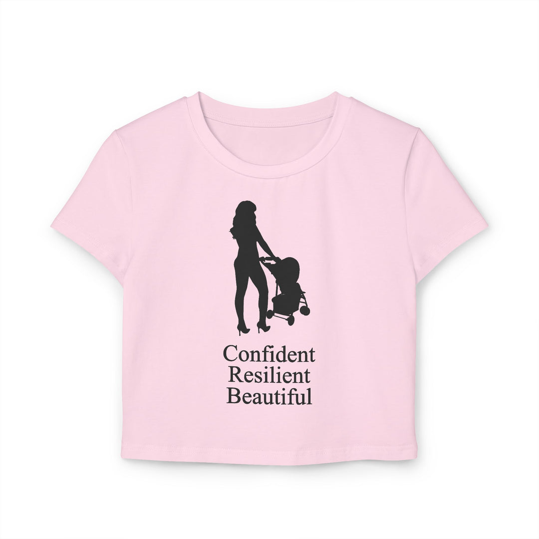Oversized Hottest Mom Logo Women's Baby Tee | Confident, Resilient, Beautiful
